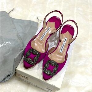 Manolo Blahnik Hangisli Purple/Pink Heels Slingback 36.5